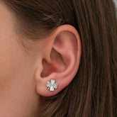 Boucle d'oreille trèfle en argent
